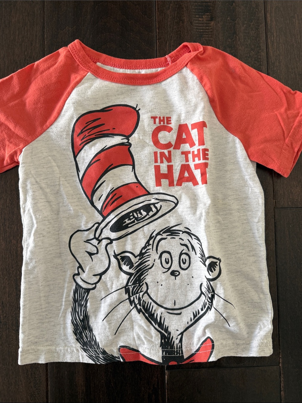 Dr. Seuss The Cat in the Hat Raglan Tee - Red, White! Worn one time!